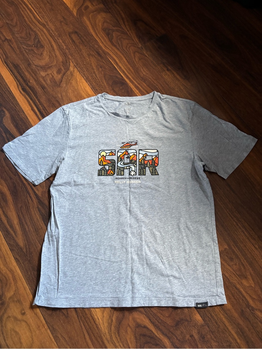 Helly Hansen Light Gray Graphic Short-Sleeve Tee with Colorful Rescue Artwork